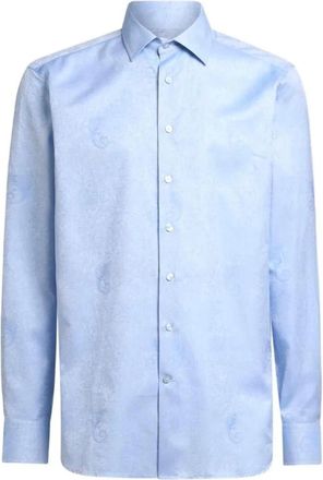 Etro Paisley Print Lange Mouwen Overhemd - Heren - Casual Overhemden - Blauw - L - Katoen - Overhemden