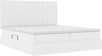 vidaXL Storage Bed with Mattress Pure White 200 x 200 cm Faux Leather vidaXL