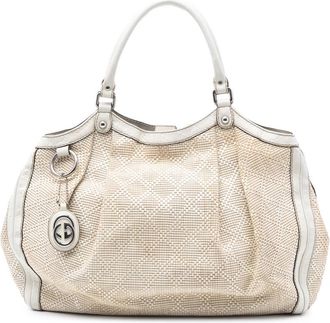 Gucci Pre-owned Gucci Large Diamante Raffia Sukey Tote Ladies 211943 002123
