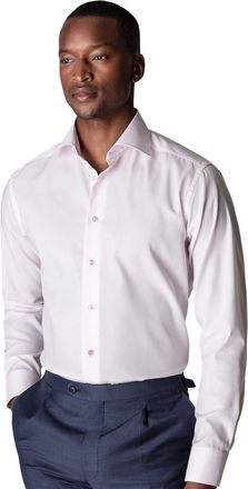 Eton Katoenen Eton overhemd effen roze slim fit