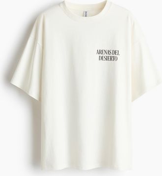 H&M Oversized T-Shirt mit Motivprint - Weiss/Dunas Cantoras