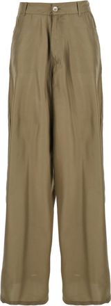 Jucca Green Silk Pants With Belt Loops And Logo Patch On The Rear In Silk Woman