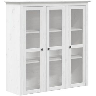 vidaXL Armario Con Puertas De Vidrio Bodo Madera Maciza Pino Blanco Vidaxl