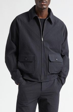 Bode Seersucker Coachs Jacket in Dark Navy at Nordstrom, Size X-Large