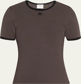 Courr&egrave;ges Contrast Trim Short-Sleeve T-Shirt