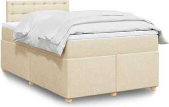 vidaXL Cama Box Spring Con Colch&oacute;n Tela Color Crema 120x200 Cm Vidaxl