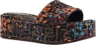 Fendi Multicolor Logo Wedge Sandals
