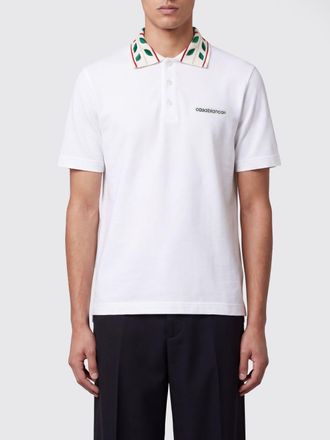 Casablanca Polo in cotone con colletto a righe e logo ricamato