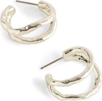 Madewell Hammered Sculptural Double-Hoop Earrings in Warm Silver at Nordstrom