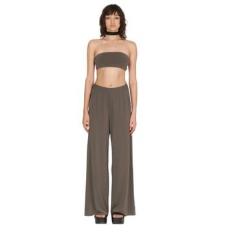 Isabel Benenato Wide Trousers, female, Brown, Size: L Jersey Pants with Strap