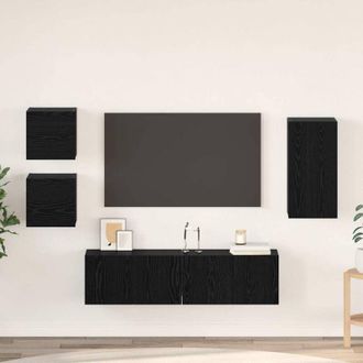 vidaXL Vidaxl - Conjunto De Mueble De Tv 5 Pcs Roble Negro Madera Contrachapada