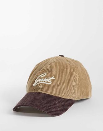 GANT Cappellino in tessuto a coste marrone a contrasto