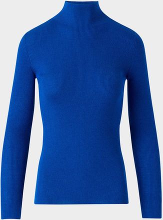 Akris Mock-Neck Cashmere-Silk Fine Rib Sweater