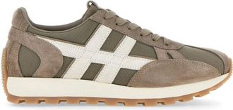 Hogan Sporty Beige Sneakers With Textured Suede And Mesh