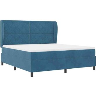 vidaXL Cama Tipo Box Spring Azul Oscuro 180 X 200 Cm Terciopelo Vidaxl