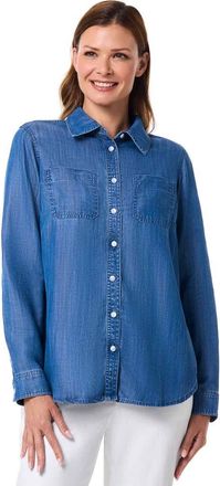 Coolibar Peninsula Chambray Long Sleeve Shirt, UPF 50+ Sun Protection in Light Indigo Chambray at Nordstrom, Size Xx-Small