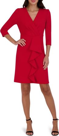 Julia Jordan Cascade Ruffle Crepe Sheath Dress in Red at Nordstrom Rack, Size 2