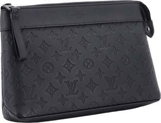 Louis Vuitton Black Souple Monogram Shadow Leather Pochette Voyage