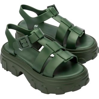 Melissa Ella Ankle Strap Platform Sandal in Dark Green at Nordstrom, Size 10