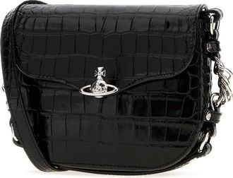 Vivienne Westwood Womens Black Leather Hunter Shoulder Bag Borse A Mano