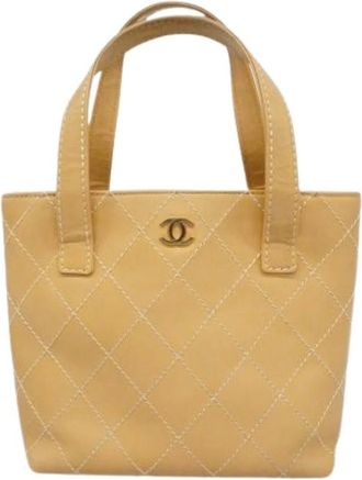 Chanel Pre-owned Handbags, female, Beige, Size: ONE SIZE Pre-owned Vintage Tote Bag