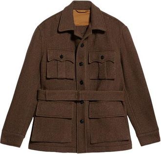 Fortela Carlo Sahariana Wool Jacket in Brown at Nordstrom, Size 50 Eu