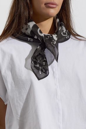 Yohji Yamamoto Silk Scarf With Print, Unisex, Black