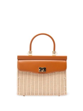 Rodo Wicker And Leather Medium Handbag