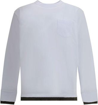 sacai White Cotton Long Sleeve Mens T-Shirt