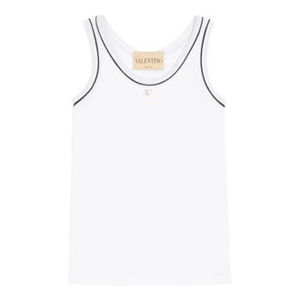Valentino Garavani Cotton Jersey Top - Dames - Tops zonder mouwen - Wit - M - Katoen - Tops