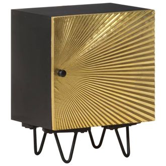 Berkfield Home Bedside Cabinet with Brass Front 40x30x50 cm Solid Mango Wood in Gold | Size: 40 x 30 x 50 cm