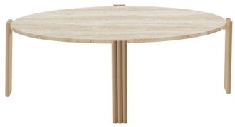 AYTM Ovaler Marmor Design Couchtisch Tribus Schwarz/Travertin, 92.4 x 47.6 cm