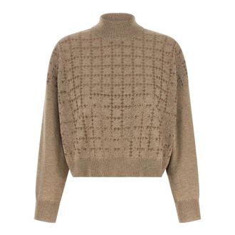 Brunello Cucinelli Cashmere and Silk Turtleneck Jumper with Micro Sequins - female - Brunello Cucinelli - Cashmere Knitwear - Beige - XS - Knitwear