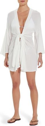 Vix Perola Knot Front Cover-Up Minidress in Off White at Nordstrom, Size X-Small