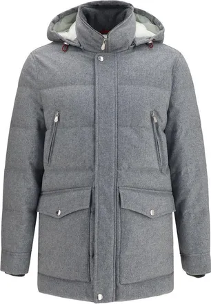 Brunello Cucinelli Gray Wool Oves Aries Full-Length Mens Jacket