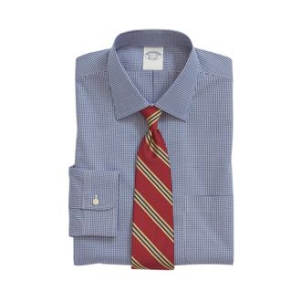 Brooks Brothers Gingham Regular Fit Overhemd van Katoen met Ainsley Kraag - Heren - Zakelijke Overhemden - Blauw - S - Katoen - Overhemden