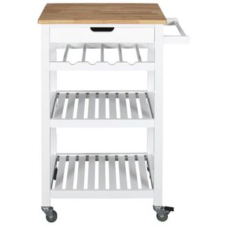 Calicosy Carrito con ruedas 3 niveles y 1 caj&oacute;n blanco y madera h84 cm
