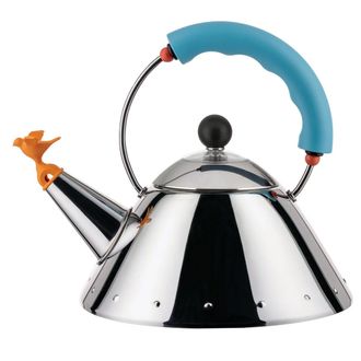 Alessi Wasserkessel 9093/1 Bird Kettle, poliert / hellblau