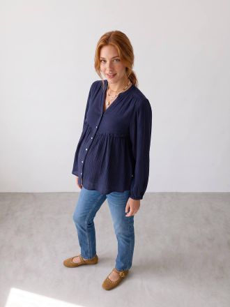 Vertbaudet Umstandsjeans Slim-Fit mit Stretch-Einsatz, Bundweite verstellbar blue stone