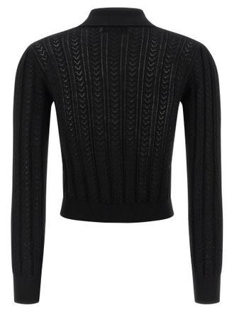 Alessandra Rich Openwork Cashmere Blend Cardigan - Black