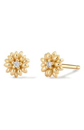Made by Mary Cubic Zirconia Birthstone Flower Stud Earrings in Gold April at Nordstrom