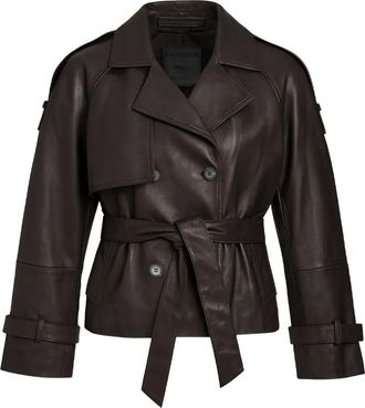 AllSaints Reed cropped leren jack - Bruin