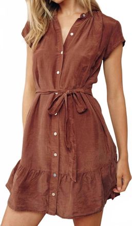 Bella Dahl Cap Sleeve Ruffle Hem Shirt Dress In Casablanca Brown