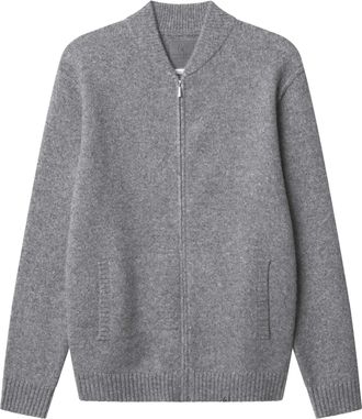 Colours & Sons Strickpullover COLOURS & SONS colours & sons Strickjacke Bomberjacket, Herren, Gr. L, grau, Obermaterial: 67% Wolle WO. 33% Nylon NY., Pullover Strick