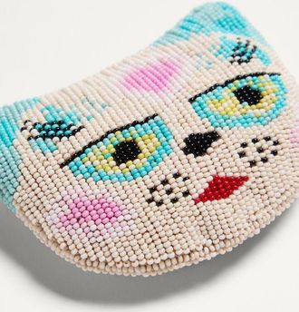 Valentino Garavani Spilla Le Chat De La Maison In Tessuto Jaquard E Ricamo Perline In Resina Donna MULTICOLOR UNI