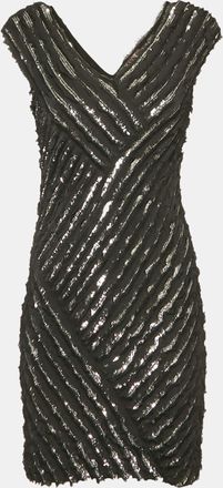 Roberto Cavalli Black Silk Sequin Mini Dress