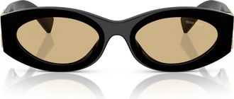 Miu Miu 0mu 11ws Glossy Black Acetate Oval Sunglasses