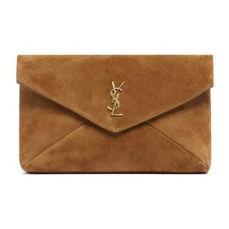 Saint Laurent Large Cassandre Envelope Clutch - Bags - Mujer - Marr&oacute;n - ONE SIZE