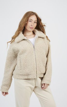 Brave Soul Womens Stone Short Borg Jacket