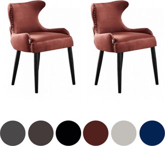 Life Interiors Juego De 2 Sillas De Comedor De Terciopelo Oxford Lux - Silla Tapizada Para Comedor, Cocina - Rojo